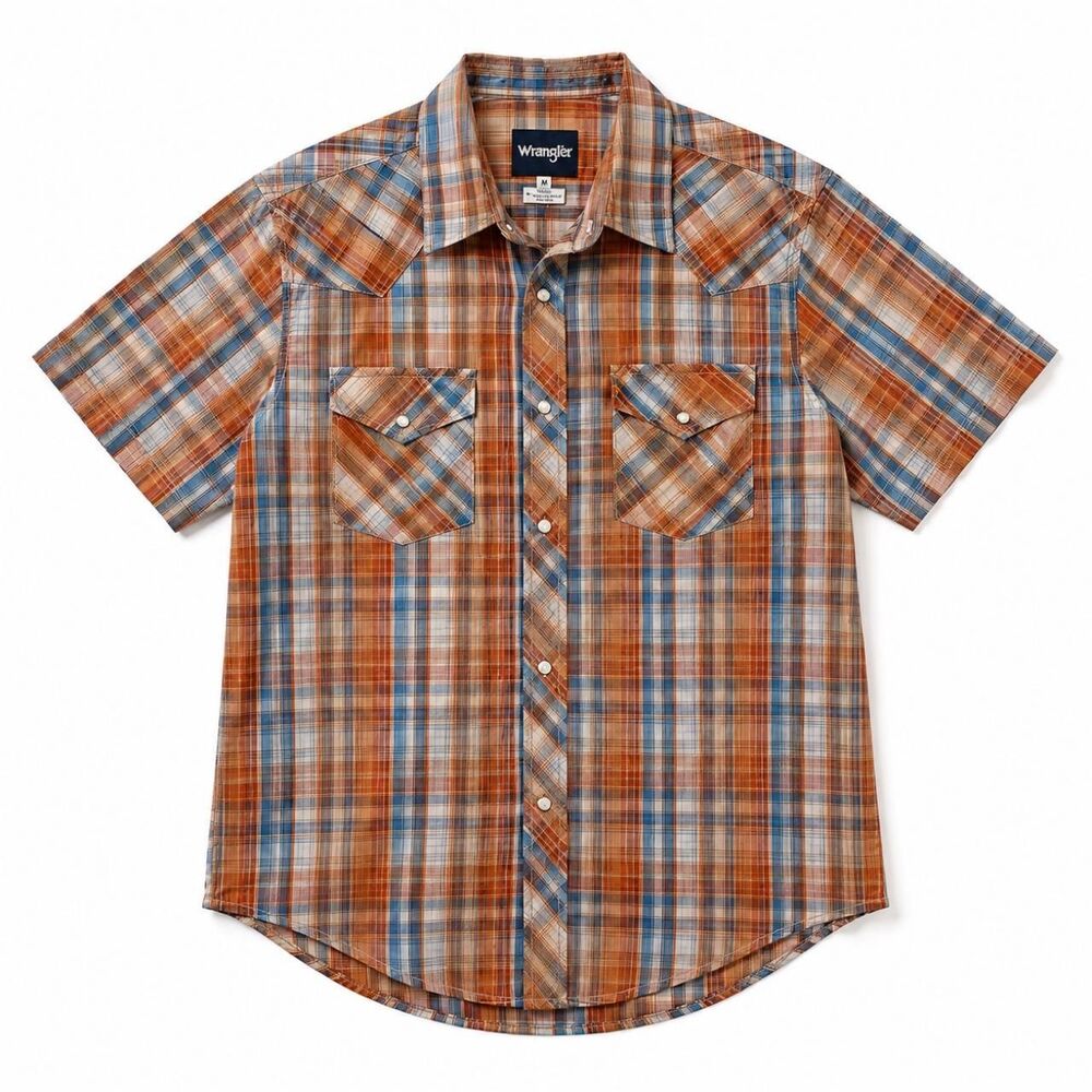 Wrangler Men's Brown and Orange Shirt